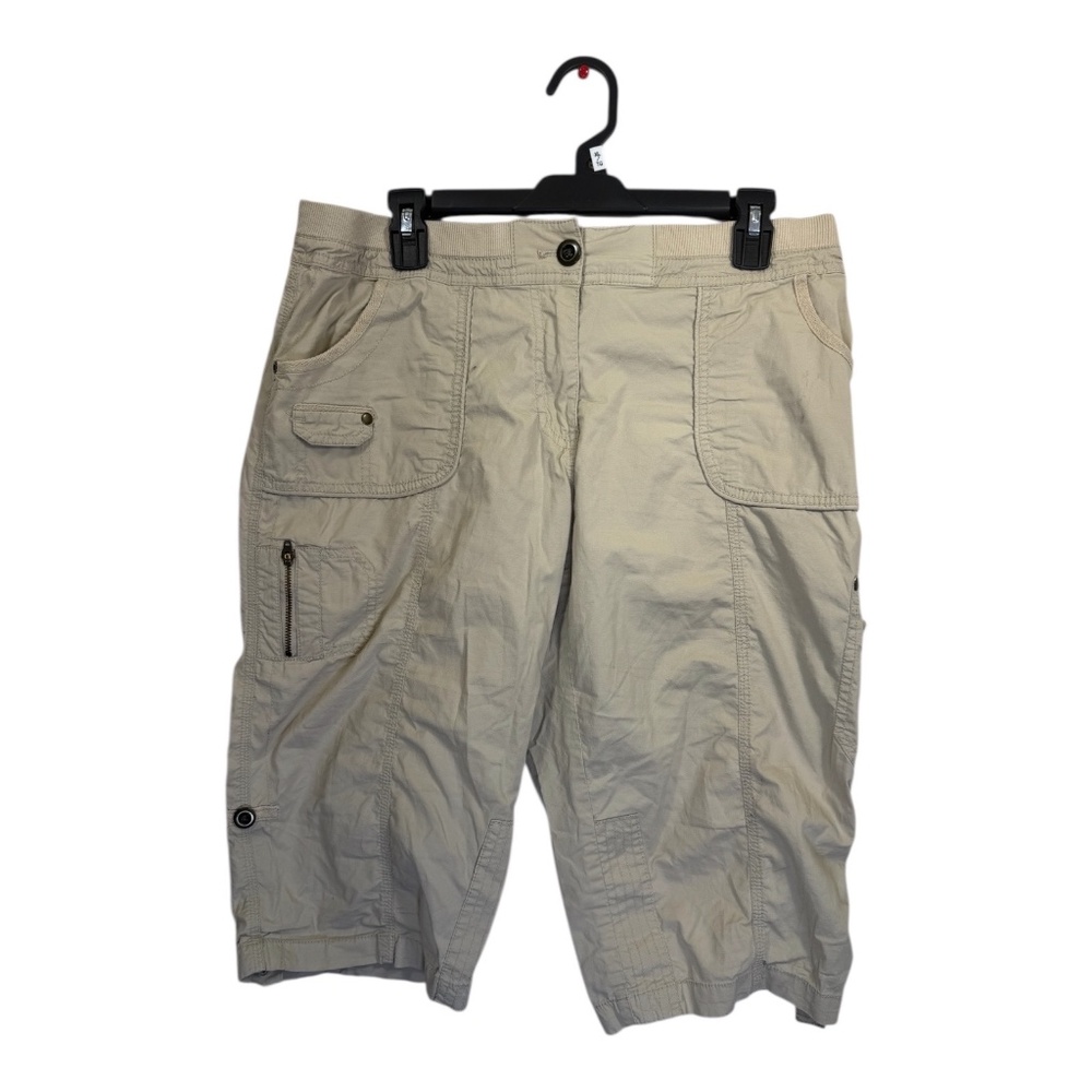 Chico's Capri Pants Womens Size Medium Beige Hiking Cargo Casual Lightweight